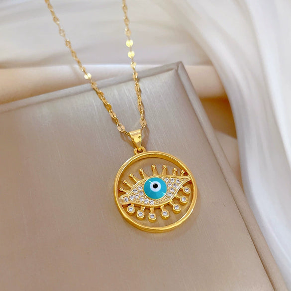 Women's Stainless Steel And Copper Necklace With Geometric Pattern And Electroplating Treatment
