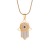Women's Stainless Steel And Copper Necklace With Palm Pattern And Angel Devil's Eye Design Electroplated O Word Chain Titanium Steel Pendant