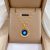 Women's Stainless Steel And Copper Ring Eyes Geometric Electroplated Necklace