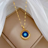 Women's Stainless Steel And Copper Ring Eyes Geometric Electroplated Necklace