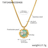 Women's Stainless Steel And Freshwater Pearl Clavicle Necklace And Open Ring Set With Enamel Glaze Rose Electroplated Snake Bone Chain
