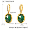 Women's Stainless Steel And Glass Geometric Patterned Edged Stone Pendant Earrings With Electroplating