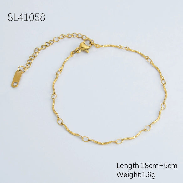 Women's Stainless Steel And 18K Electroplated Wave Pattern Jewelry Bracelet