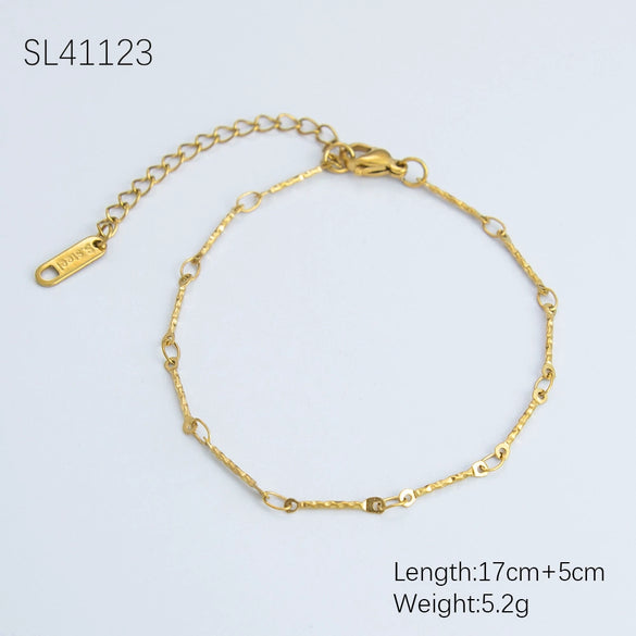 Women's Stainless Steel And 18K Electroplated Wave Pattern Jewelry Bracelet