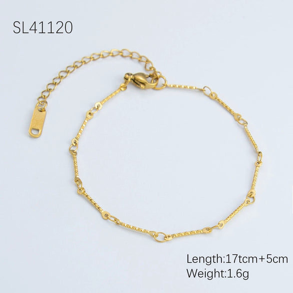 Women's Stainless Steel And 18K Electroplated Wave Pattern Jewelry Bracelet
