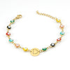 Women's Stainless Steel And 18K Gold Plated Letter Evil Eye Dripping Oil Bracelet