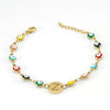 Women's Stainless Steel And 18K Gold Plated Letter Evil Eye Dripping Oil Bracelet