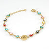 Women's Stainless Steel And 18K Gold Plated Letter Evil Eye Dripping Oil Bracelet
