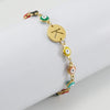 Women's Stainless Steel And 18K Gold Plated Letter Evil Eye Dripping Oil Bracelet