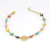 Women's Stainless Steel And 18K Gold Plated Letter Evil Eye Dripping Oil Bracelet