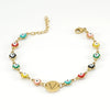 Women's Stainless Steel And 18K Gold Plated Letter Evil Eye Dripping Oil Bracelet