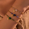 Women's Stainless Steel And Lapis Lazuli Fourleaf Clover Pendant Bracelet Jewelry With Electroplating Light Luxury Highend Style