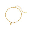 Women's Stainless Steel And Lapis Lazuli Fourleaf Clover Pendant Bracelet Jewelry With Electroplating Light Luxury Highend Style
