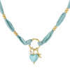 Women's Stainless Steel And Liuli Jewelry With Flower And Geometric Pattern Electroplated Woven Rope Gradient Star Bracelet And Necklace