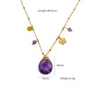 Women's Stainless Steel And Natural Stone Geometric Water Drop Pendant Necklace Set With Gemstones