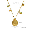 Women's Stainless Steel And Natural Stone Geometric Water Drop Pendant Necklace Set With Gemstones