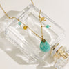 Women's Stainless Steel And Natural Stone Geometric Water Drop Pendant Necklace Set With Gemstones