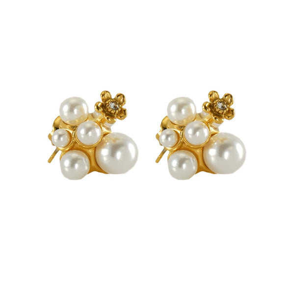 Women's Stainless Steel And Pearl Earrings With Irregular Light Luxury Design