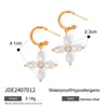 Women's Stainless Steel And Pearl Geometric Cshaped And Crossshaped Electroplated Earrings And Necklace