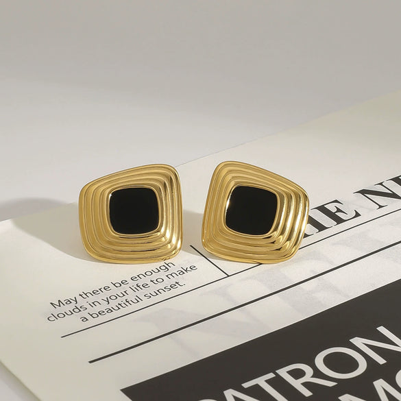 Women's Stainless Steel And Resin Geometric Earrings With Electroplating Light Luxury Style