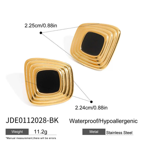 Women's Stainless Steel And Resin Geometric Earrings With Electroplating Light Luxury Style