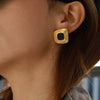 Women's Stainless Steel And Resin Geometric Earrings With Electroplating Light Luxury Style
