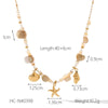 Women's Stainless Steel And Titanium Steel Beach Ocean Wind Pendant Necklace With Starfish Conch Shell Design And Electroplating
