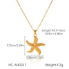 Women's Stainless Steel And Titanium Steel Beach Ocean Wind Pendant Necklace With Starfish Conch Shell Design And Electroplating