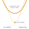 Women's Stainless Steel And Titanium Steel Blade Snake Bone Chain Doublelayer Necklace With Heart Pendant And Electroplating Design Ins Style