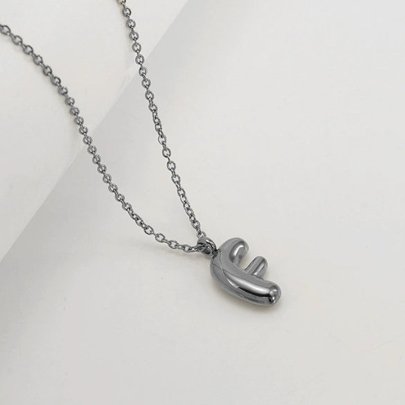 Women's 316L Stainless Steel And 316L Stainless Steel Chubby Bubble Letter Pendant Necklace With Electroplating