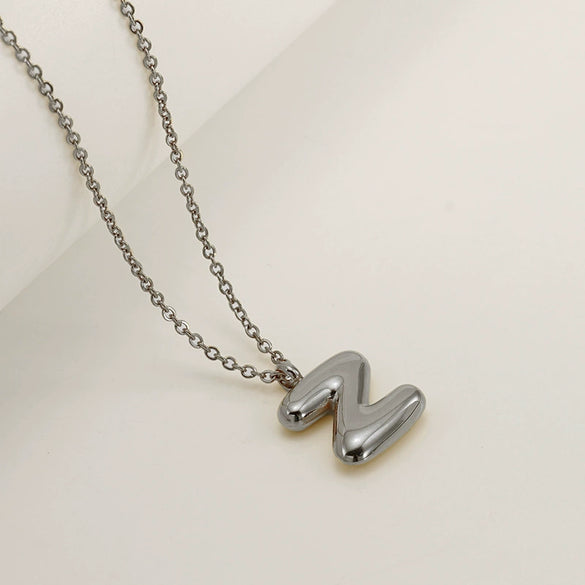 Women's 316L Stainless Steel And 316L Stainless Steel Chubby Bubble Letter Pendant Necklace With Electroplating