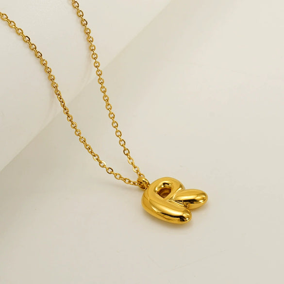 Women's 316L Stainless Steel And 316L Stainless Steel Chubby Bubble Letter Pendant Necklace With Electroplating