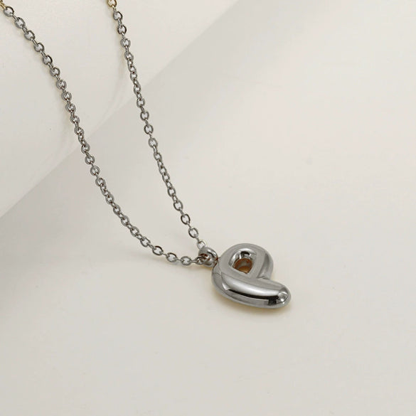 Women's 316L Stainless Steel And 316L Stainless Steel Chubby Bubble Letter Pendant Necklace With Electroplating