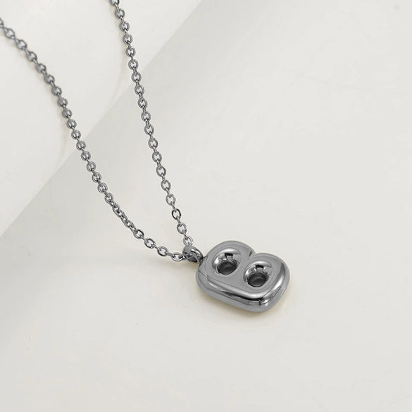 Women's 316L Stainless Steel And 316L Stainless Steel Chubby Bubble Letter Pendant Necklace With Electroplating