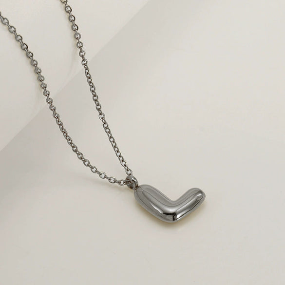 Women's 316L Stainless Steel And 316L Stainless Steel Chubby Bubble Letter Pendant Necklace With Electroplating