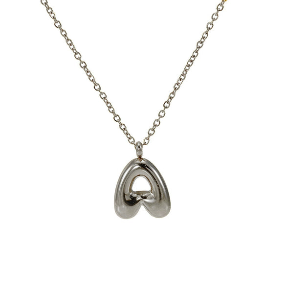 Women's 316L Stainless Steel And 316L Stainless Steel Chubby Bubble Letter Pendant Necklace With Electroplating