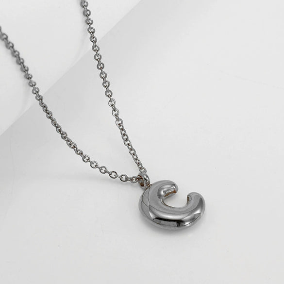 Women's 316L Stainless Steel And 316L Stainless Steel Chubby Bubble Letter Pendant Necklace With Electroplating
