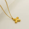 Women's 316L Stainless Steel And 316L Stainless Steel Chubby Bubble Letter Pendant Necklace With Electroplating