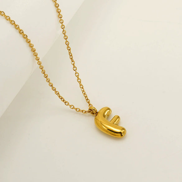 Women's 316L Stainless Steel And 316L Stainless Steel Chubby Bubble Letter Pendant Necklace With Electroplating