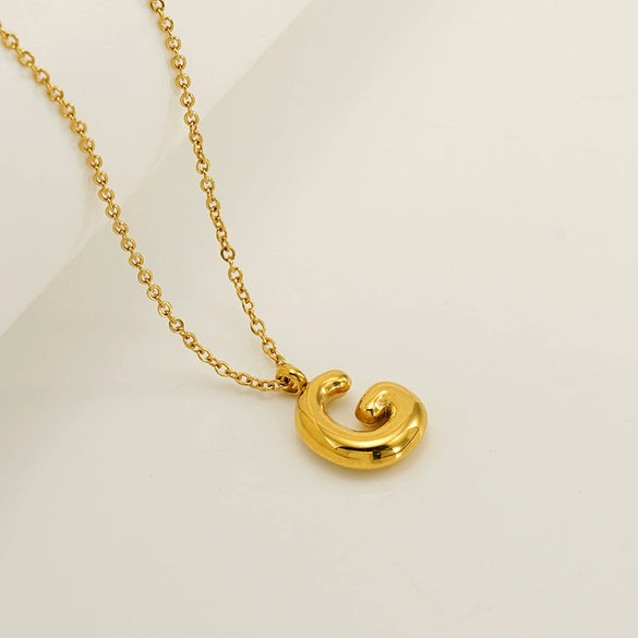 Women's 316L Stainless Steel And 316L Stainless Steel Chubby Bubble Letter Pendant Necklace With Electroplating