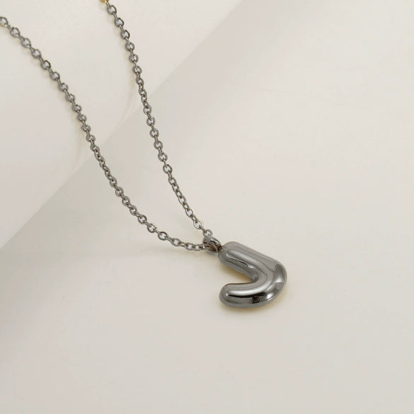 Women's 316L Stainless Steel And 316L Stainless Steel Chubby Bubble Letter Pendant Necklace With Electroplating