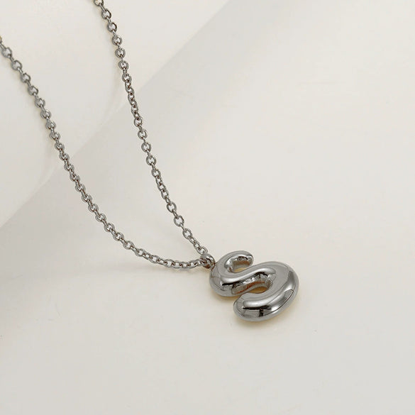 Women's 316L Stainless Steel And 316L Stainless Steel Chubby Bubble Letter Pendant Necklace With Electroplating