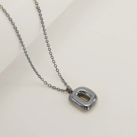 Women's 316L Stainless Steel And 316L Stainless Steel Chubby Bubble Letter Pendant Necklace With Electroplating