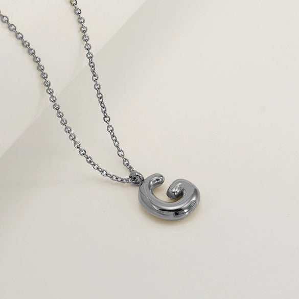 Women's 316L Stainless Steel And 316L Stainless Steel Chubby Bubble Letter Pendant Necklace With Electroplating
