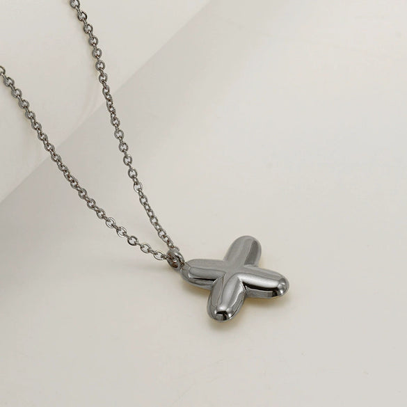Women's 316L Stainless Steel And 316L Stainless Steel Chubby Bubble Letter Pendant Necklace With Electroplating