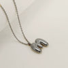 Women's 316L Stainless Steel And 316L Stainless Steel Chubby Bubble Letter Pendant Necklace With Electroplating