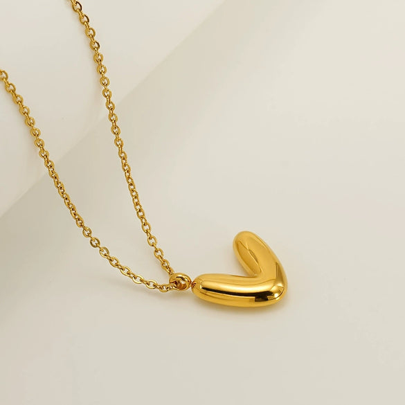 Women's 316L Stainless Steel And 316L Stainless Steel Chubby Bubble Letter Pendant Necklace With Electroplating