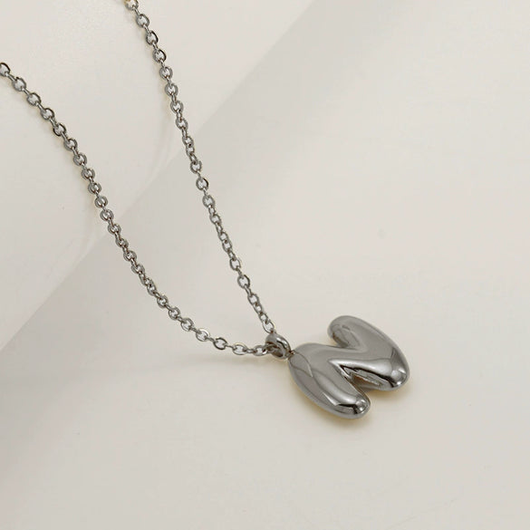 Women's 316L Stainless Steel And 316L Stainless Steel Chubby Bubble Letter Pendant Necklace With Electroplating