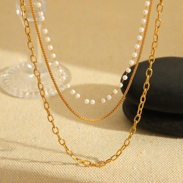 Women's Stainless Steel And Titanium Steel Cross Chain Necklace With Geometric Pattern And Electroplating