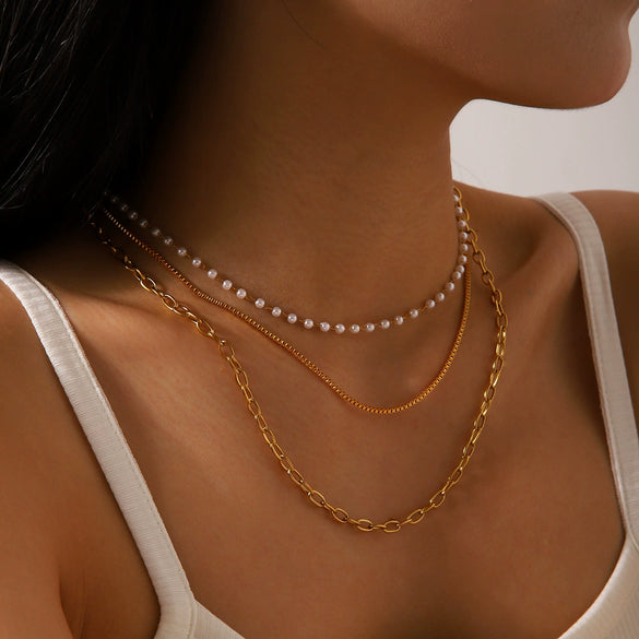 Women's Stainless Steel And Titanium Steel Cross Chain Necklace With Geometric Pattern And Electroplating
